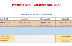Planning APA - congés Noël 2021