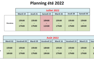 Planning  pratique libre  - été 2022