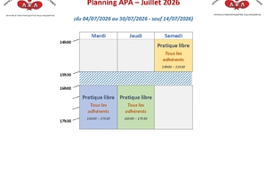 Horaire Juillet 2026