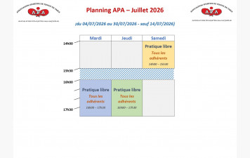 Horaire Juillet 2026